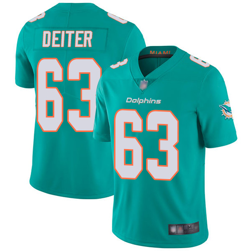 Nike Miami Dolphins 63 Michael Deiter Aqua Green Team Color Men Stitched NFL Vapor Untouchable Limited Jersey